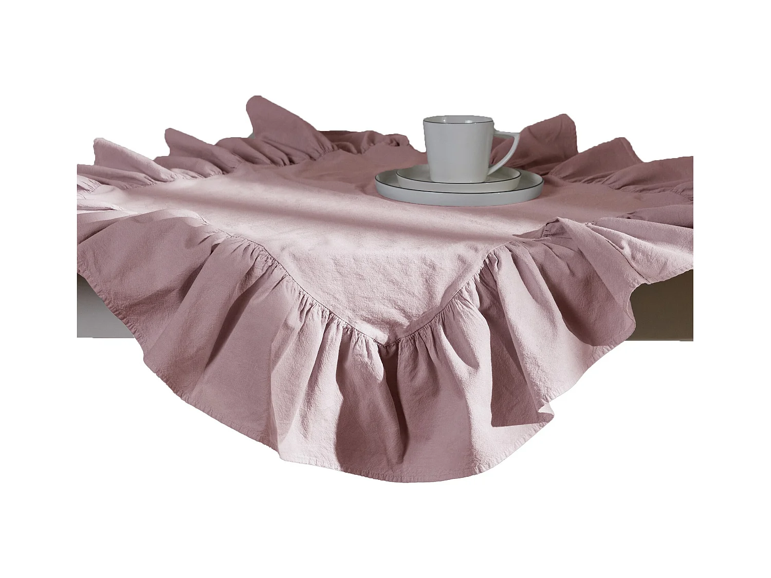 Serviette Unicolore Falbines Rose Pâle 80x80