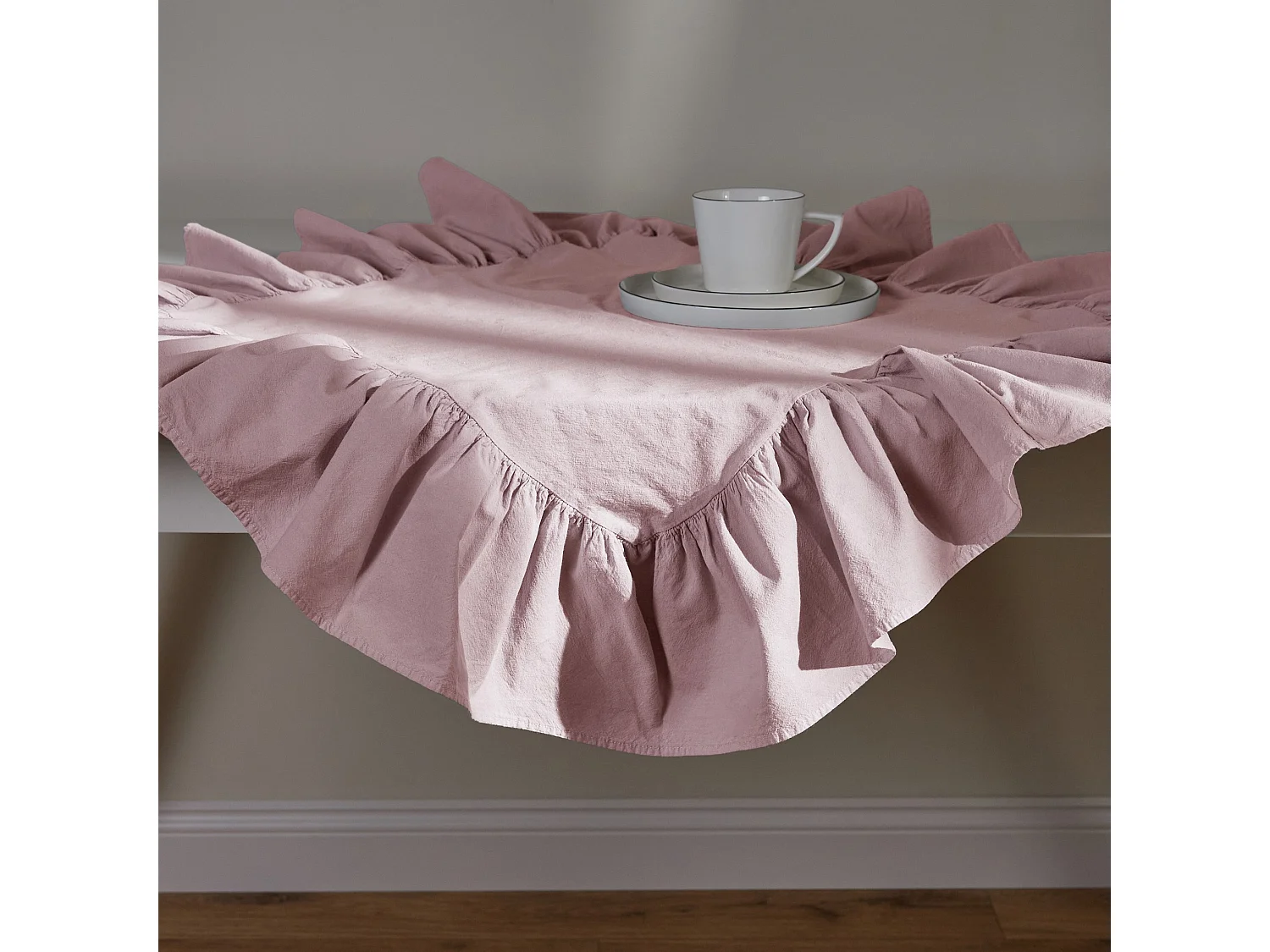 Serviette Unicolore Falbines Rose Pâle 80x80