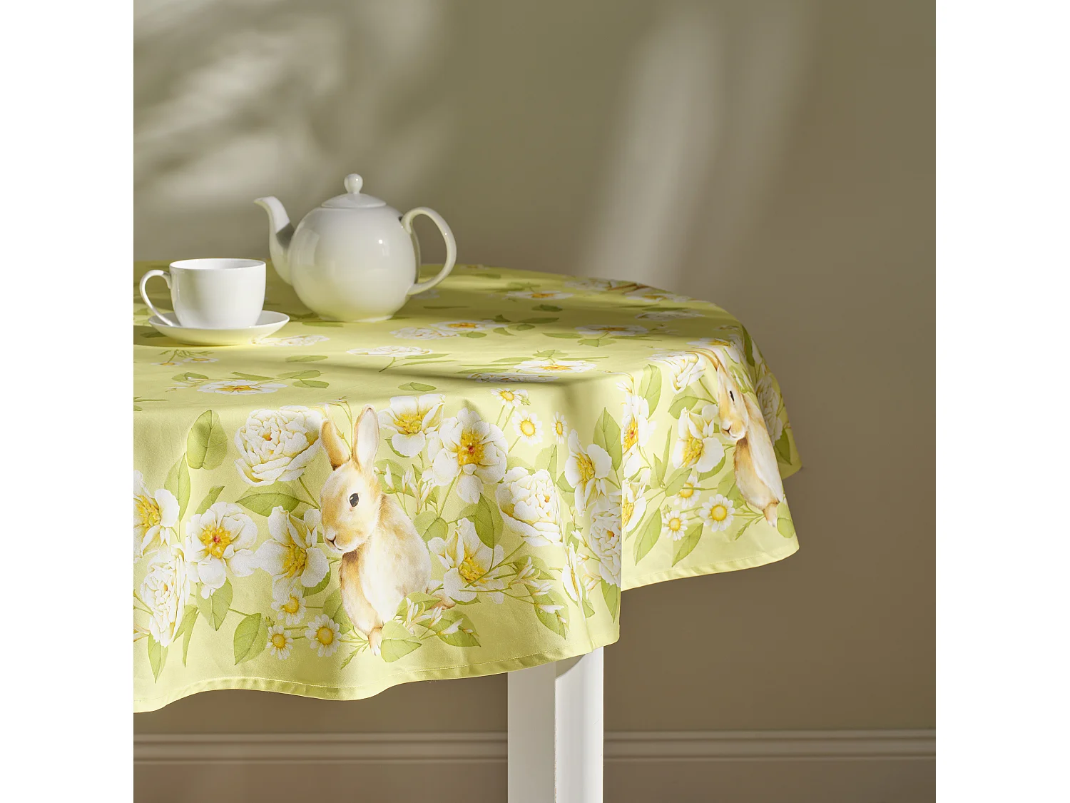 Nappe Imprimée Fenillabunny Jaune Pâle 160