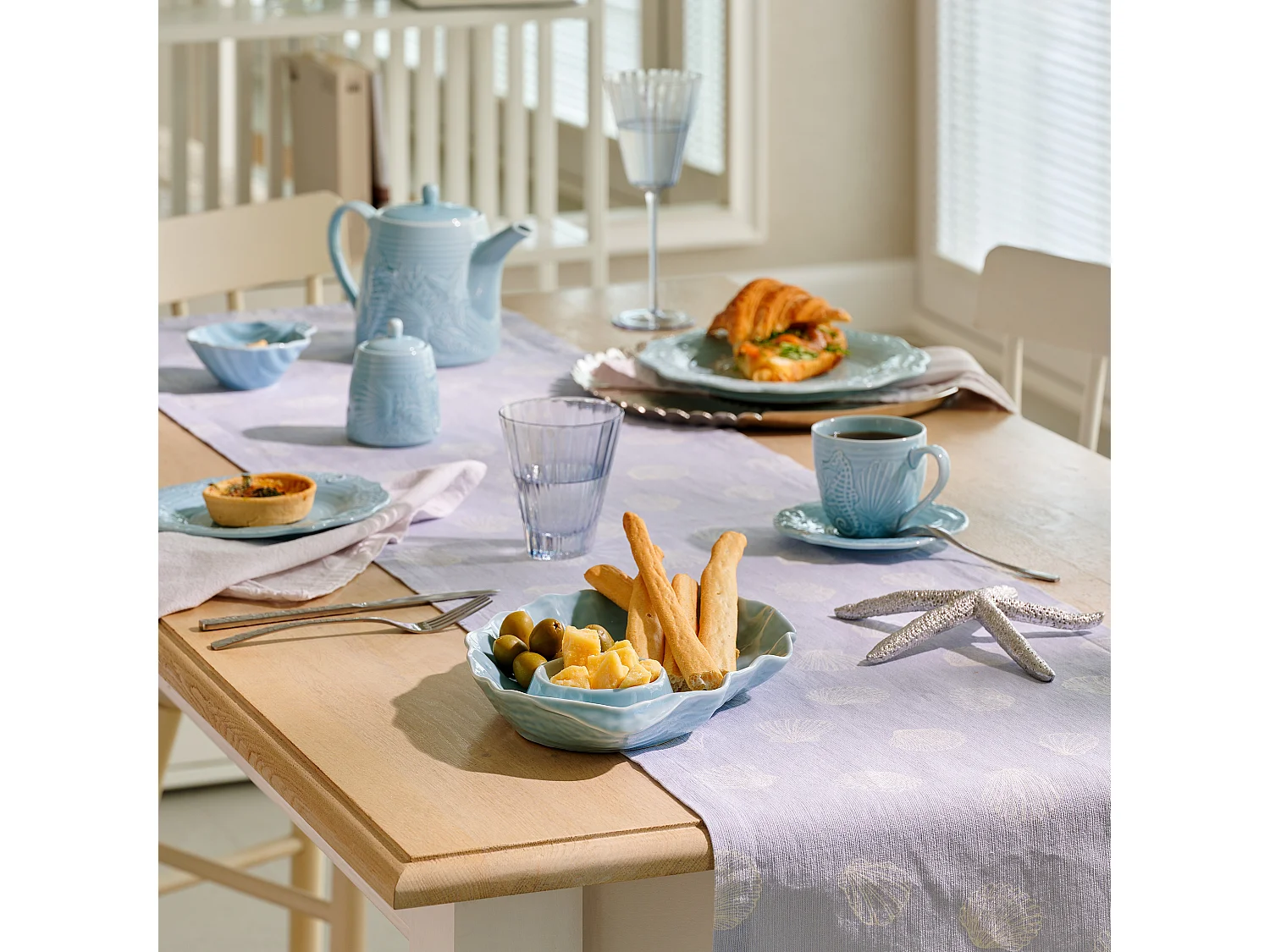 Assiette Plate Aquarelle Bleu Clair 26.3 cm
