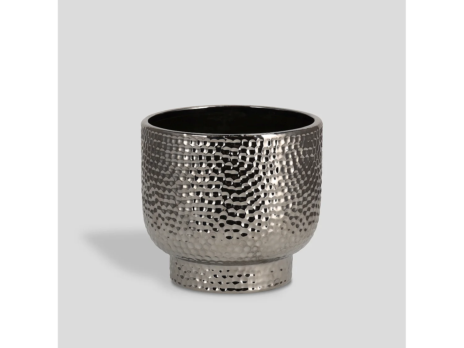 Blumentopf Maya aus Silber-Steinzeug, stilvoll & modern