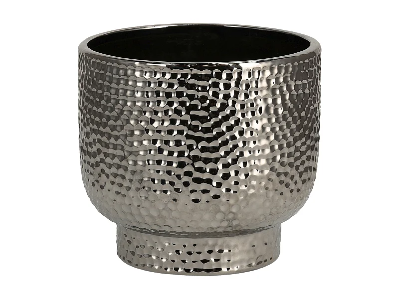 Blumentopf Maya aus Silber-Steinzeug, stilvoll & modern