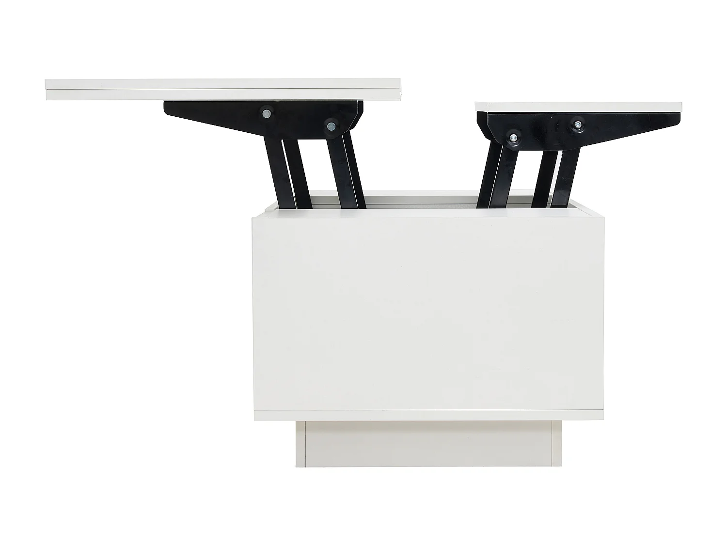 Table basse relevable multifonction avec rangement caché, Blanc pur, structure en MDF