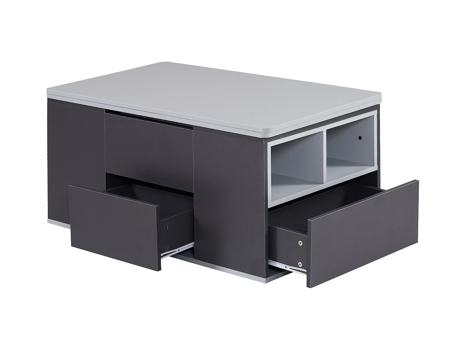 Table basse avec plateau relevable en Panneau de particule et Rangement spacieux - gris