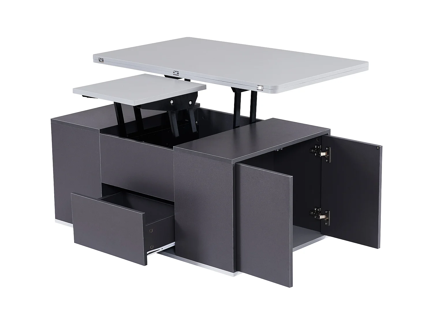 Table basse avec plateau relevable en Panneau de particule et Rangement spacieux - gris