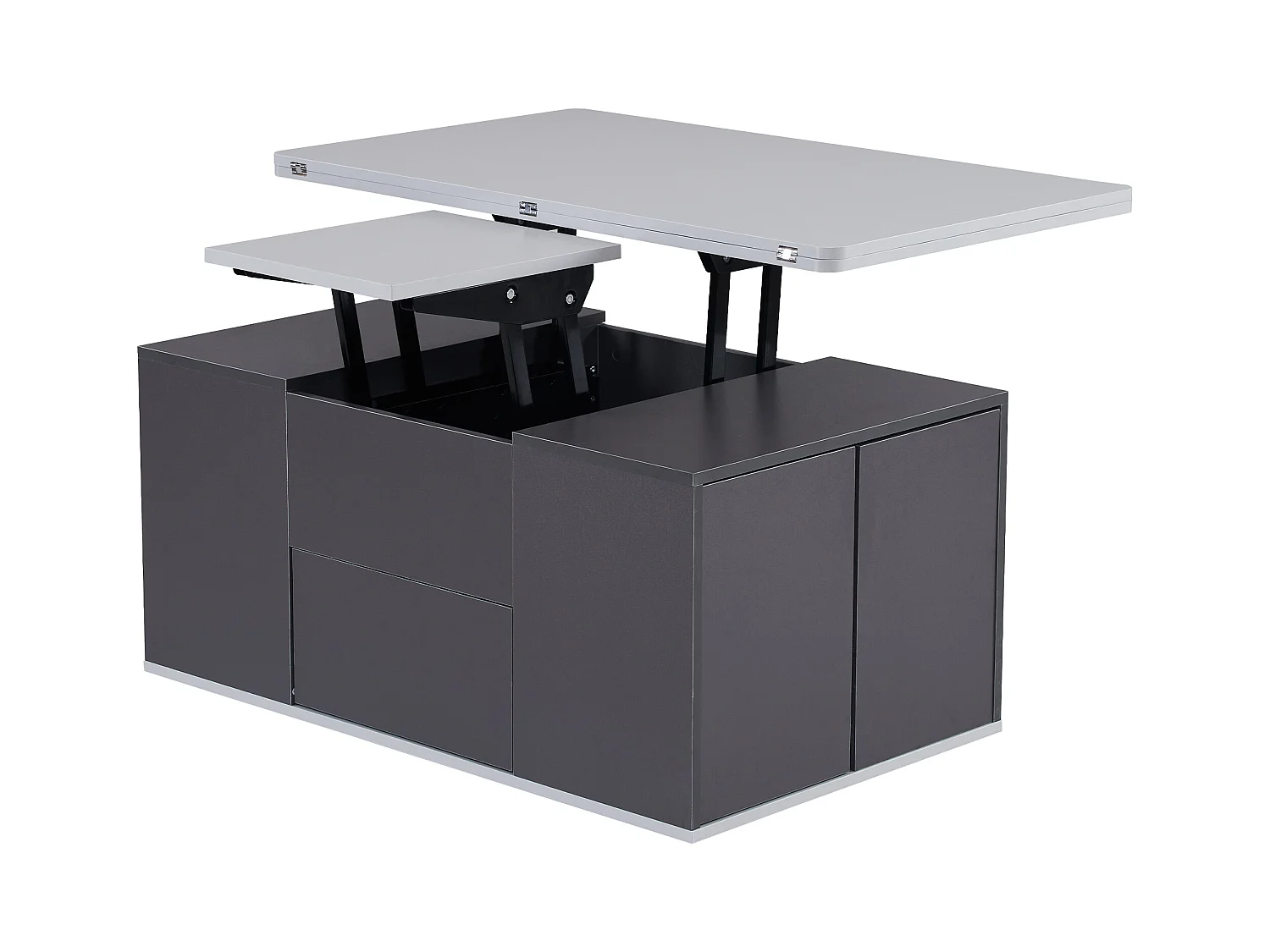 Table basse avec plateau relevable en Panneau de particule et Rangement spacieux - gris