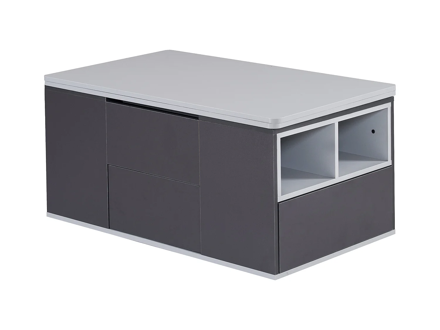 Table basse avec plateau relevable en Panneau de particule et Rangement spacieux - gris