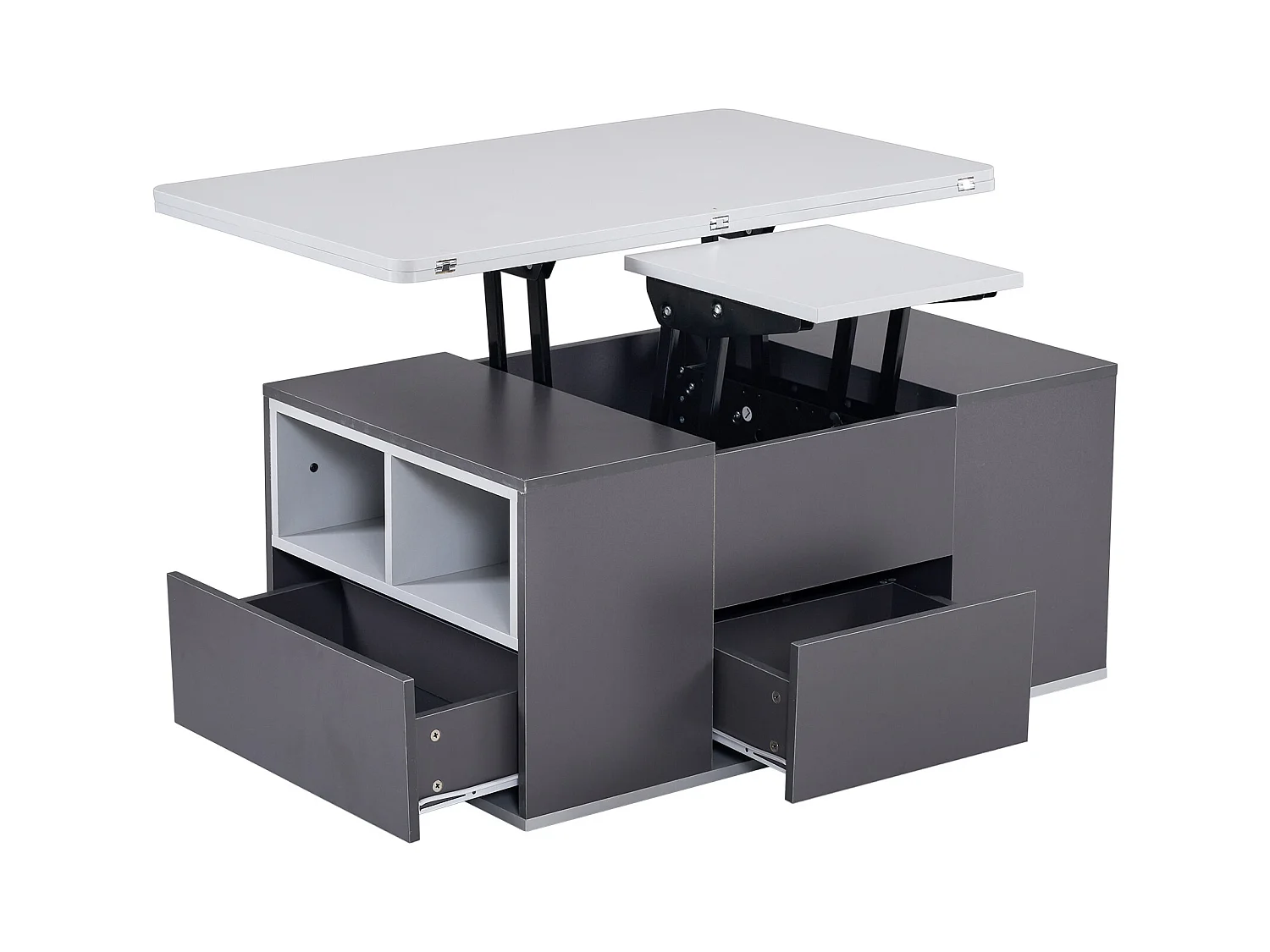 Table basse avec plateau relevable en Panneau de particule et Rangement spacieux - gris
