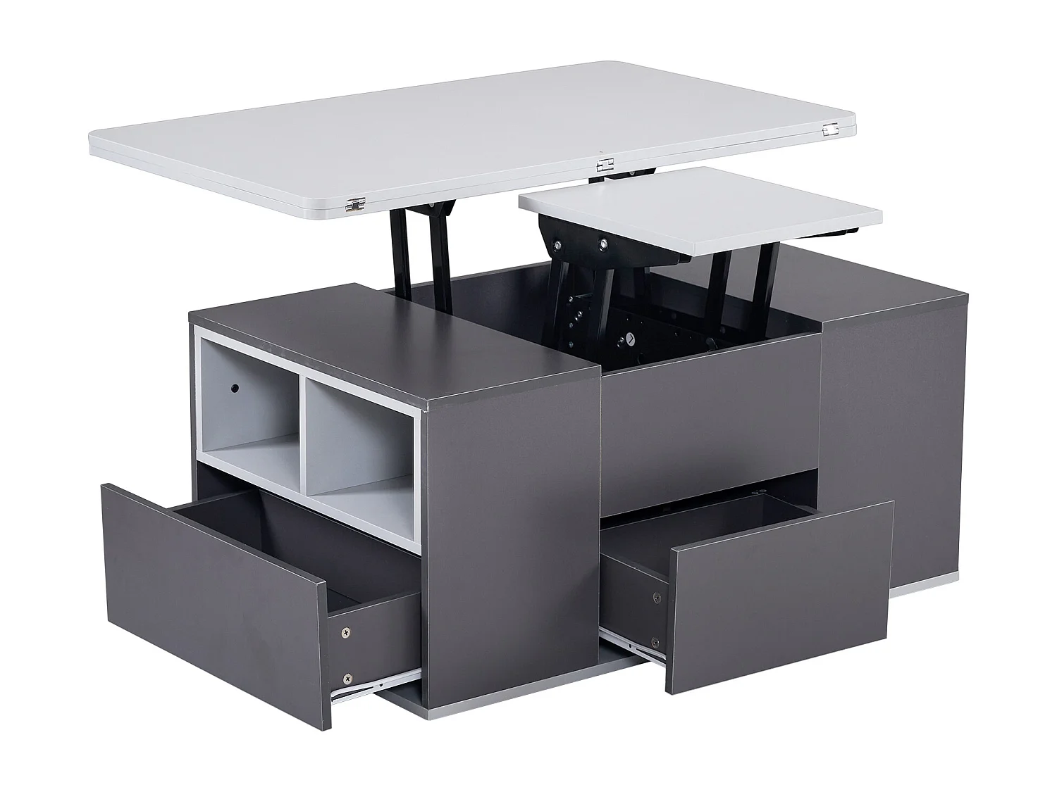 Table basse avec plateau relevable en Panneau de particule et Rangement spacieux - gris