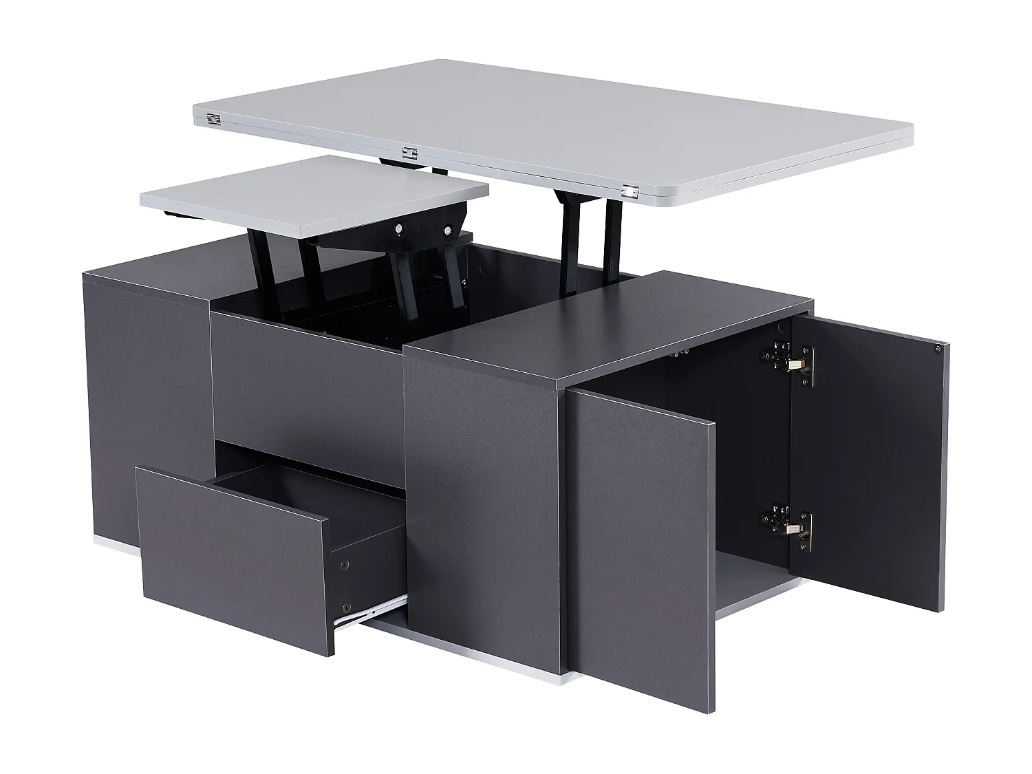 Table basse avec plateau relevable en Panneau de particule et Rangement spacieux - gris