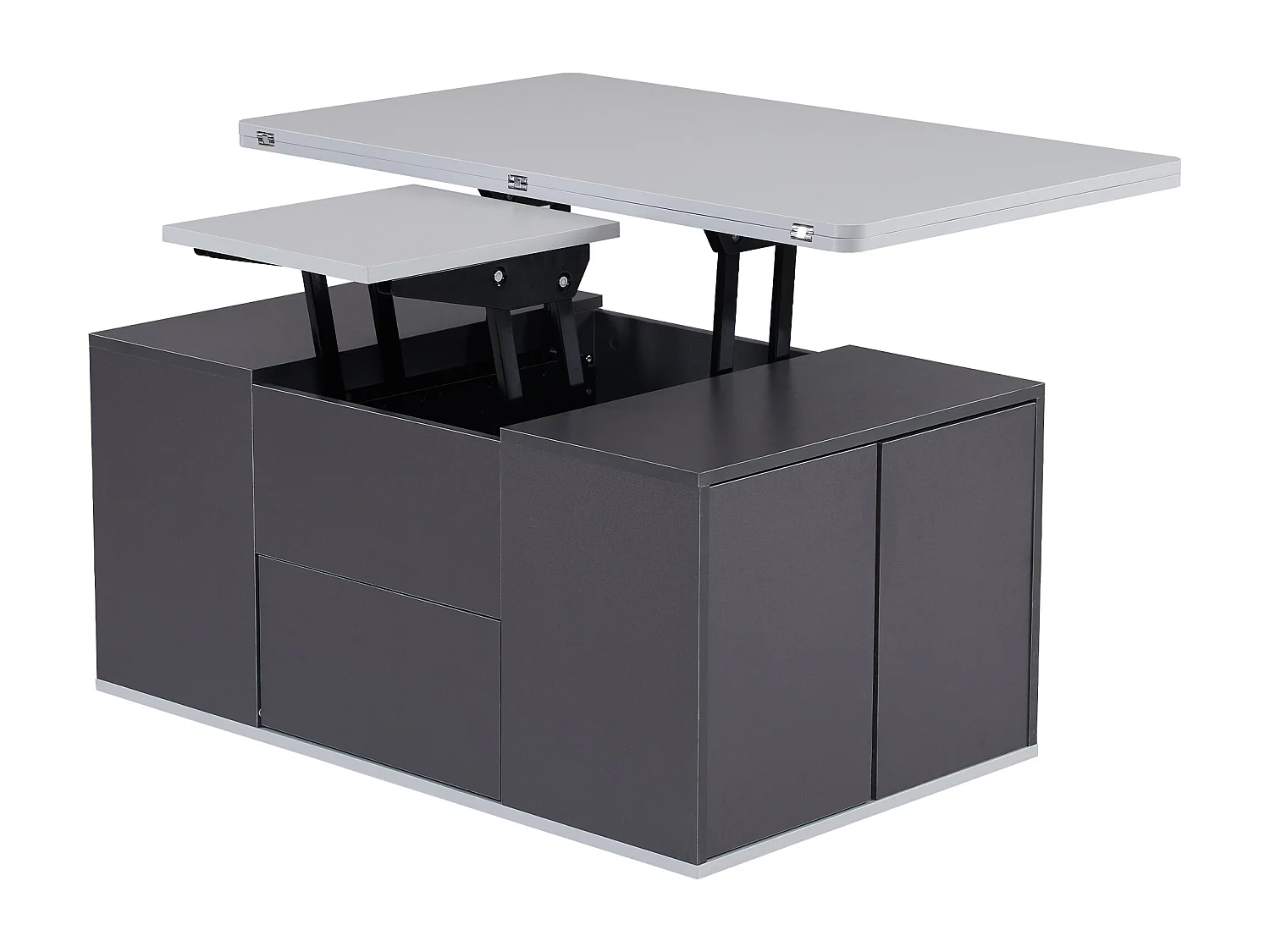 Table basse avec plateau relevable en Panneau de particule et Rangement spacieux - gris
