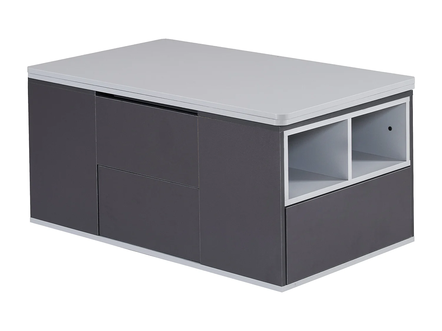 Table basse avec plateau relevable en Panneau de particule et Rangement spacieux - gris