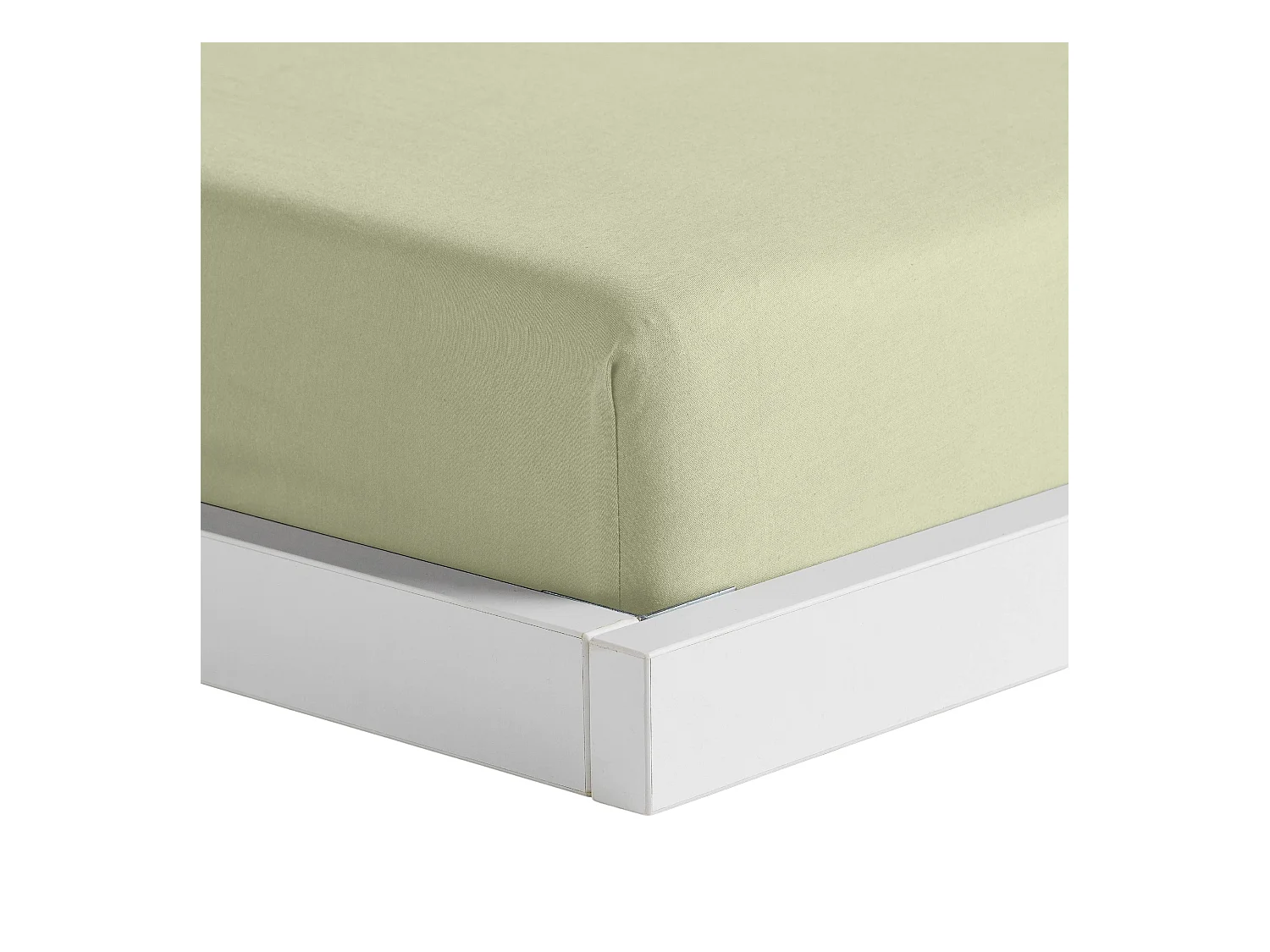 Drap housse Satinette vert clair coton 25 x 160 x 200