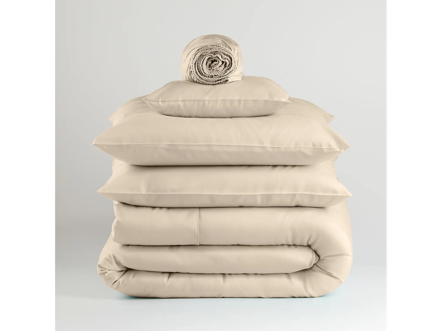 Spannbettlaken Satinette Hellbeige 25 x 160 x 200cm