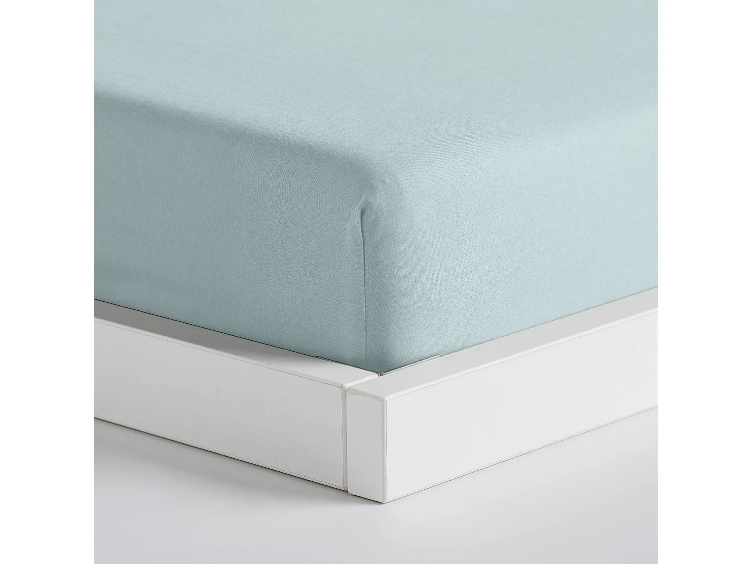Drap housse Satinette turquoise clair coton 180x200