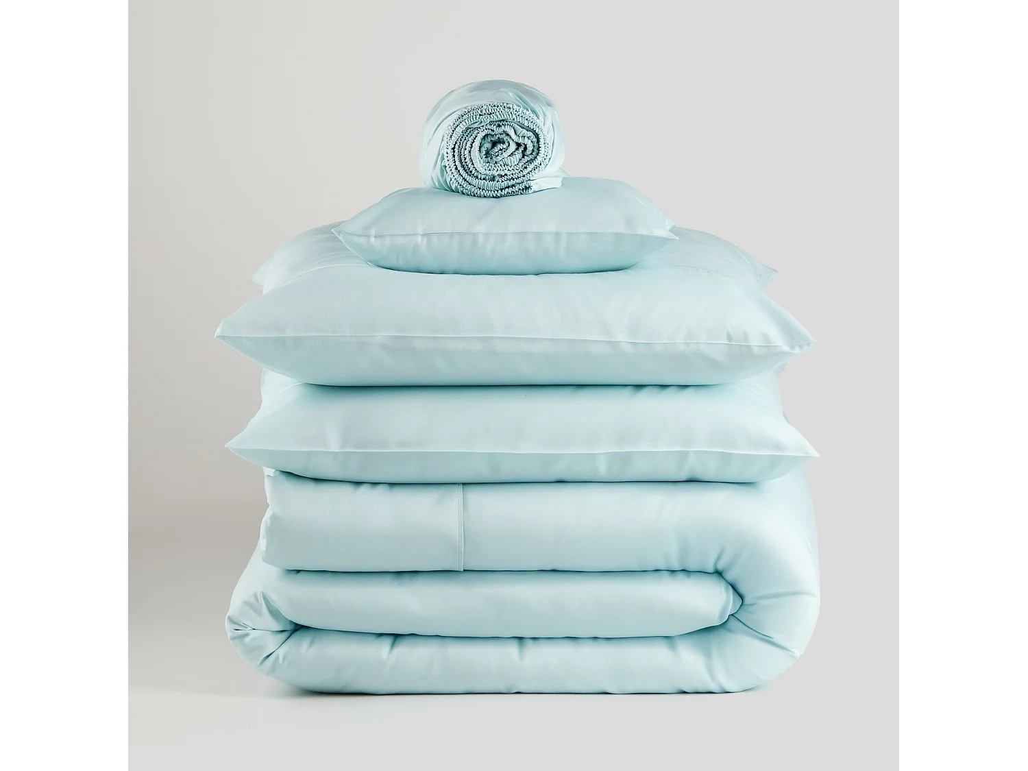 Drap housse Satinette turquoise clair coton 180x200