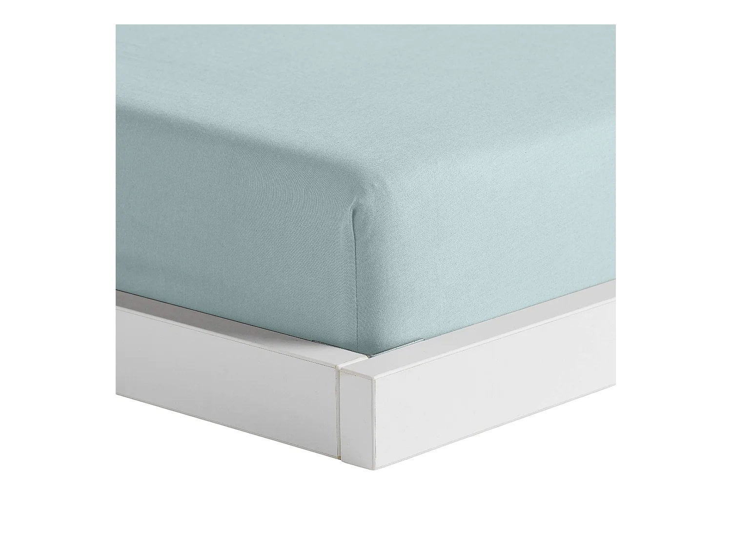 Drap housse Satinette turquoise clair coton 180x200