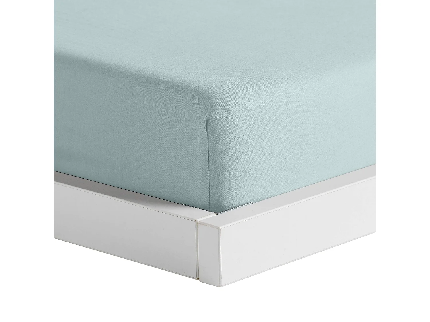 Drap housse Satinette turquoise clair coton 180x200