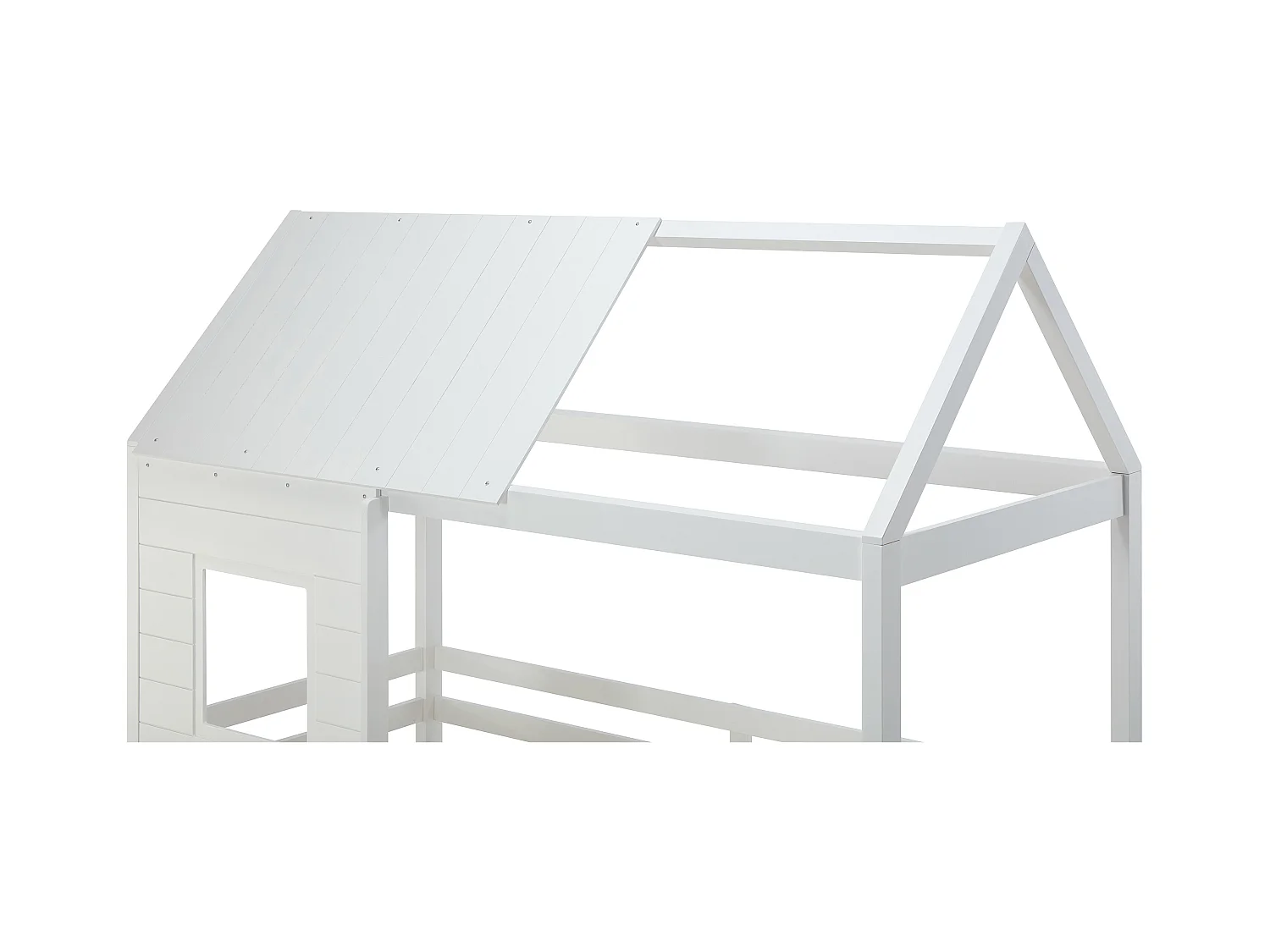 Lits superposés cabane 2 x 90 x 190 cm - Pin et MDF - Blanc + Matelas - LIDOVARA