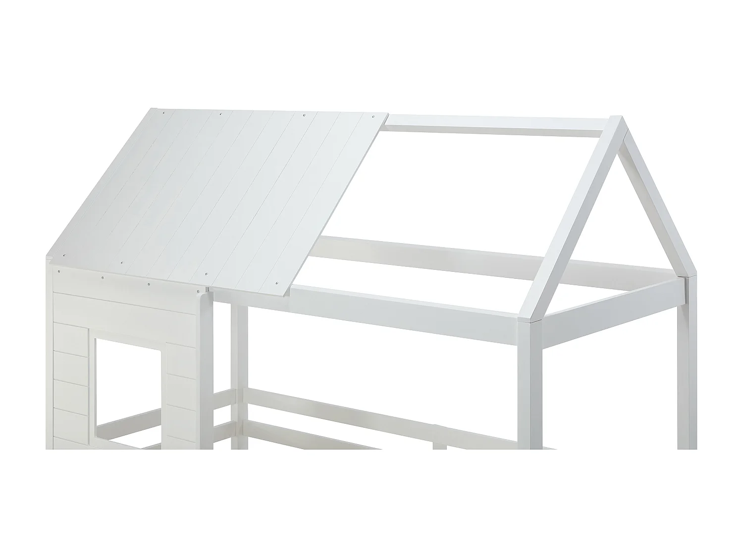 Lits superposés cabane 2 x 90 x 190 cm - Pin et MDF - Blanc + Matelas - LIDOVARA
