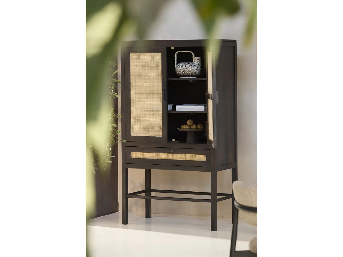 Armoire NIPOS - 90x45x160cm - Marron