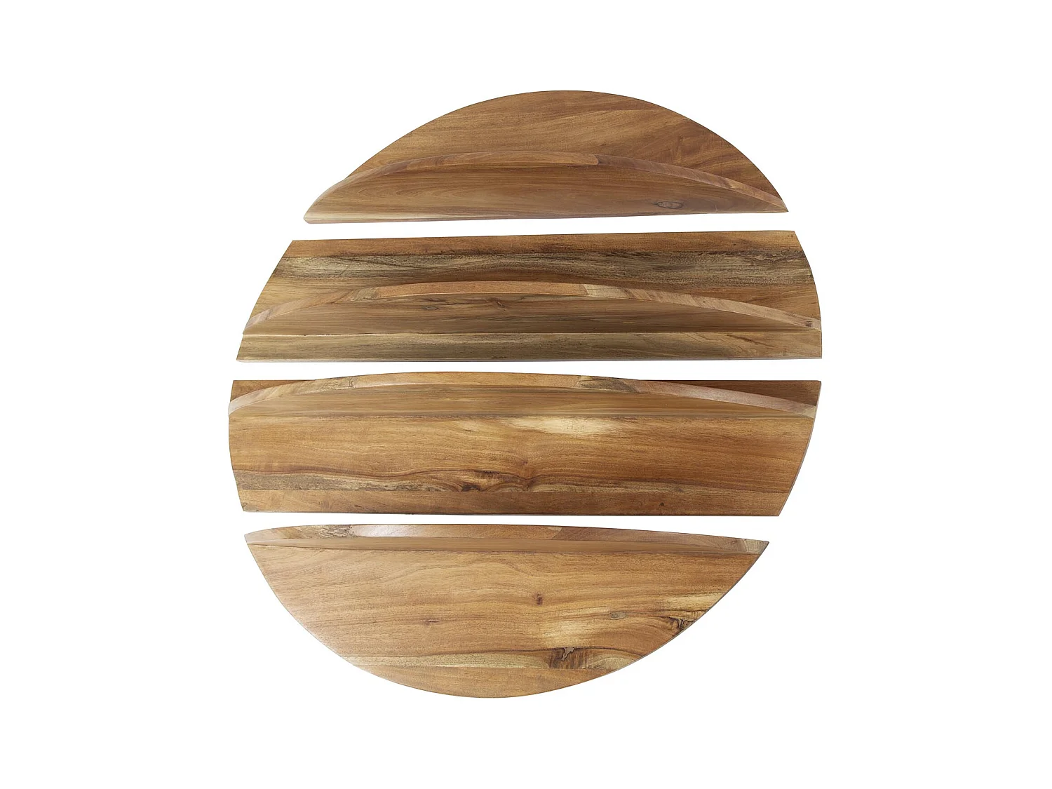 Wandregal 4er Set Rund - Massiv Margosa Natur