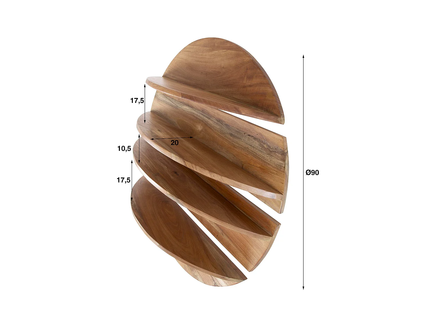 Wandregal 4er Set Rund - Massiv Margosa Natur