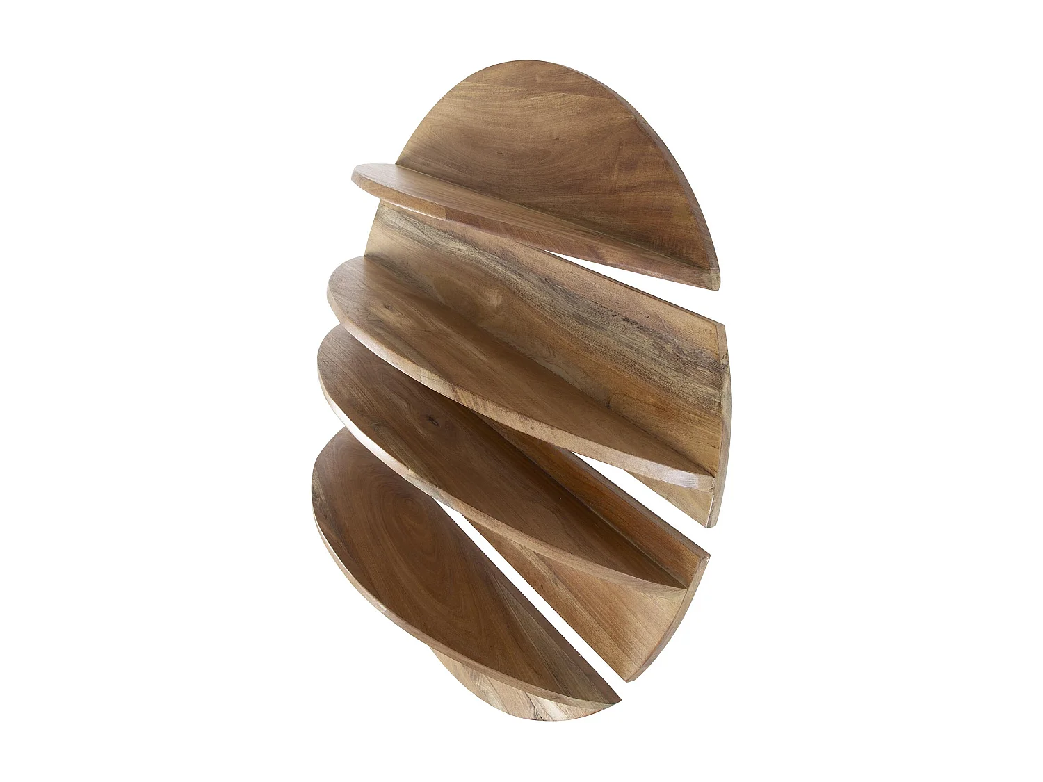 Étagères murales rondes, lot de 4, en Margosa massif naturel