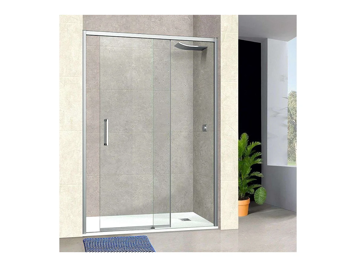 Pare douche porte coulissante GAUCHE en verre ép 6mm L96/100*H195 cm, profilé chrome, SUPERBAN Vézannes 2P