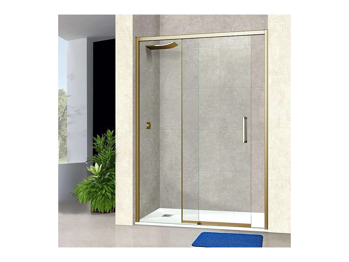 Pare douche porte coulissante DROITE en verre ép 6mm L176/180*H195 cm, profilé or, SUPERBAN Vézannes 2P