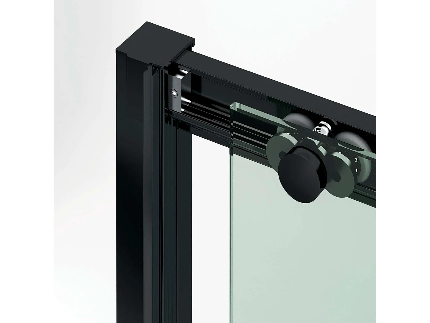 Pare douche porte coulissante et paroi latérale GAUCHE, L.136/140*l.80*H195 cm, verre 6mm SÉCURIT Easy Clean Noir Mat SUPERBAN Vézannes 2PL