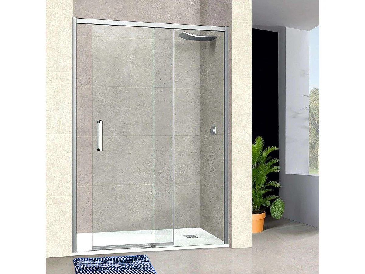 Pare douche porte coulissante GAUCHE en verre ép 6mm L176/180*H195 cm, profilé chrome, SUPERBAN Vézannes 2P