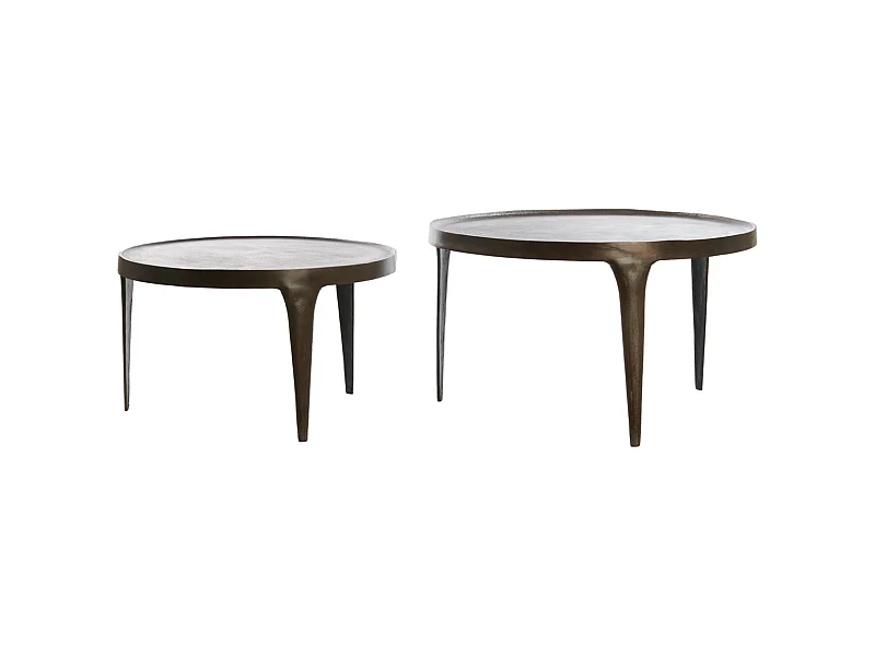 Mesa de centro TOBIAS - Ø75x44cm - Marrón - Juego de 2