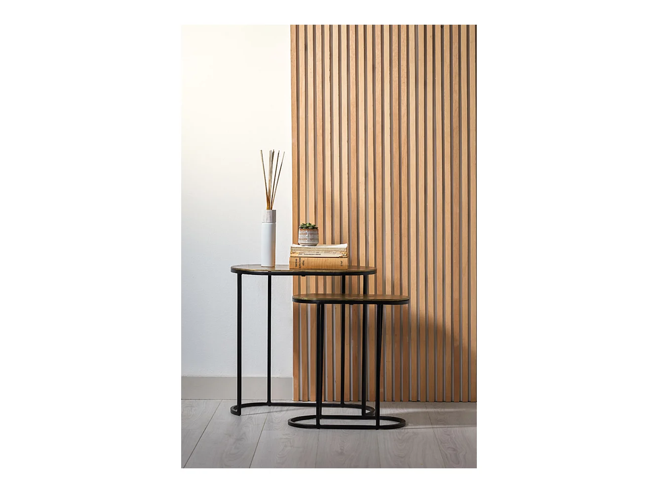 Table d'appoint BOCOV - 53x26x53cm - Bronze - Lot de 2