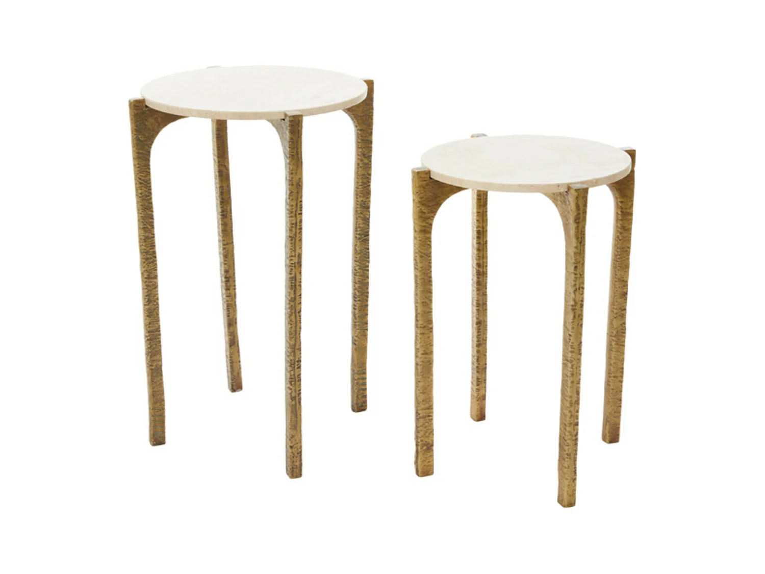 Table d'appoint KANAE - Ø45x64cm - Marron - Lot de 2