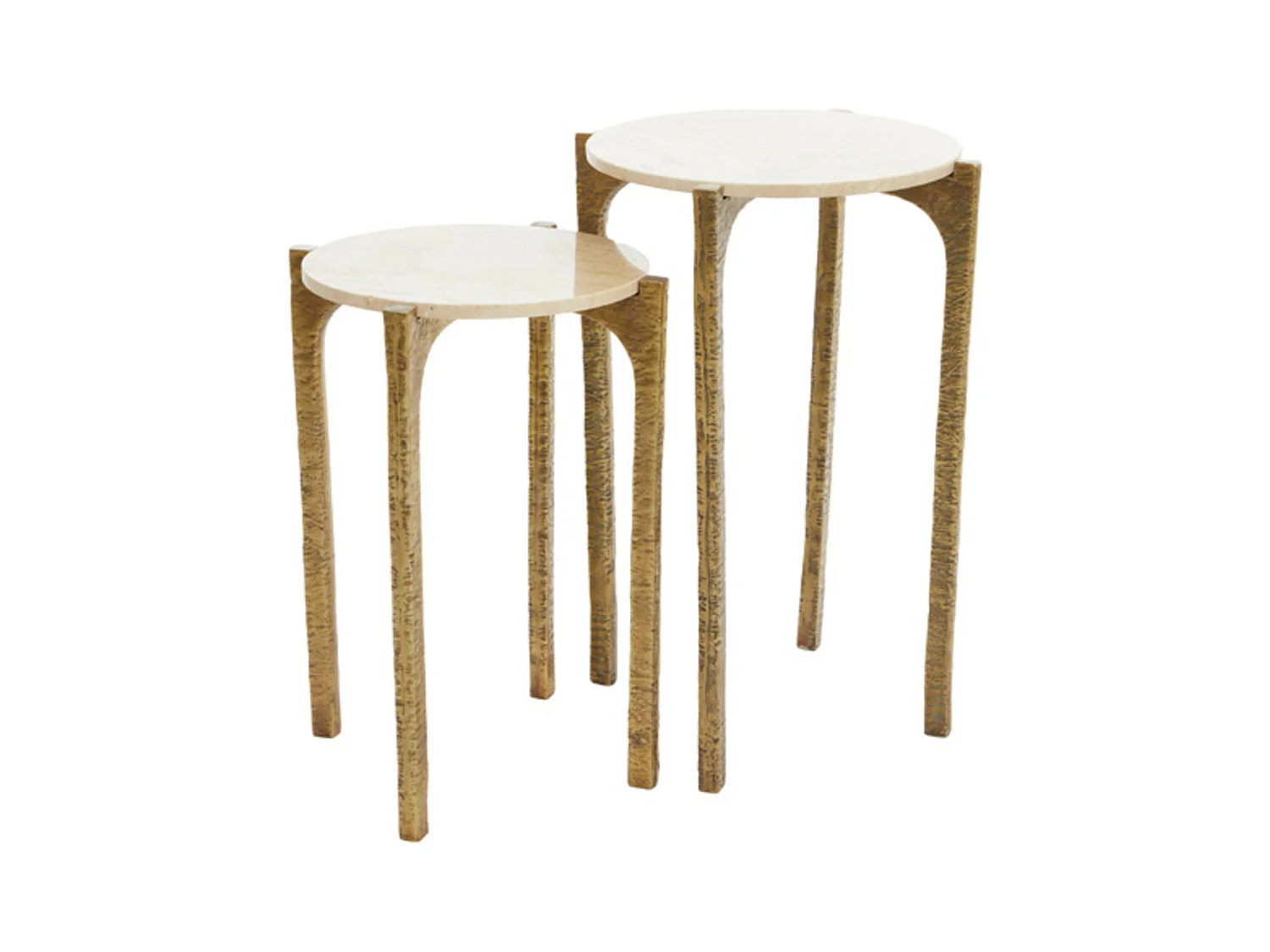 Table d'appoint KANAE - Ø45x64cm - Marron - Lot de 2