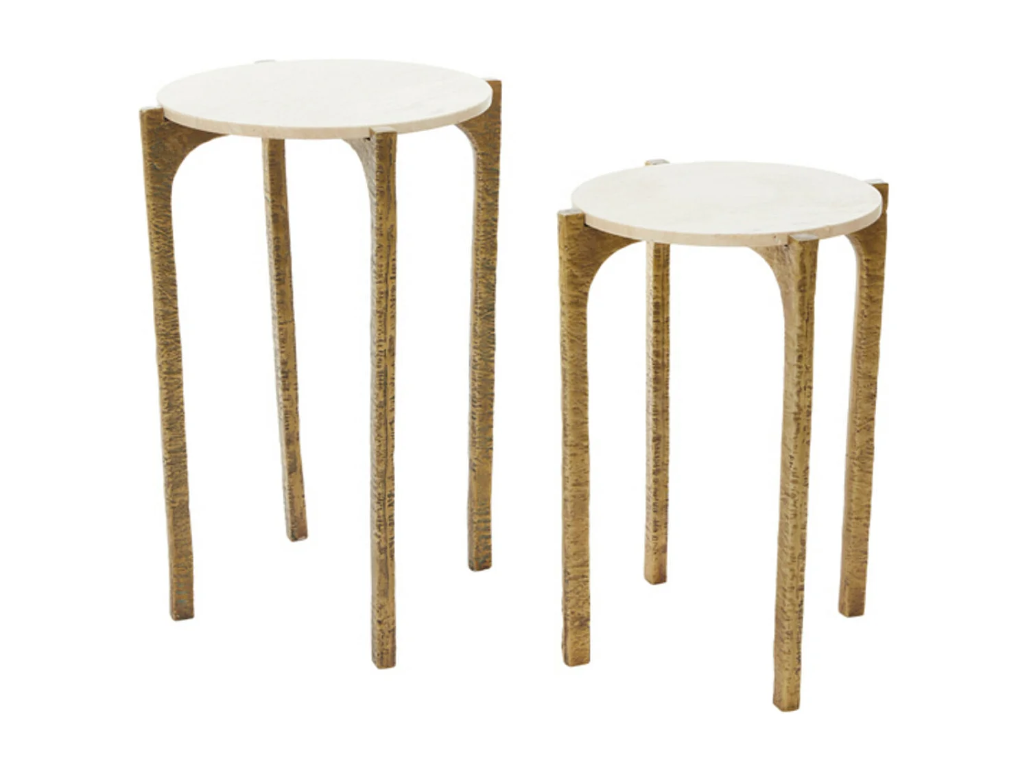 Table d'appoint KANAE - Ø45x64cm - Marron - Lot de 2