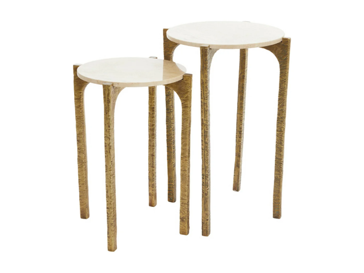 Table d'appoint KANAE - Ø45x64cm - Marron - Lot de 2