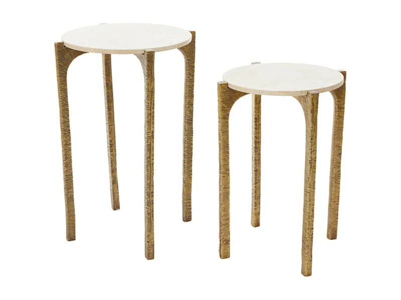 Table d'appoint KANAE - Ø45x64cm - Marron - Lot de 2