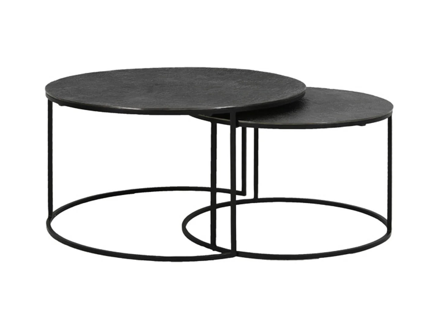 Table basse RENGO - Ø76x41cm - Noir - Lot de 2