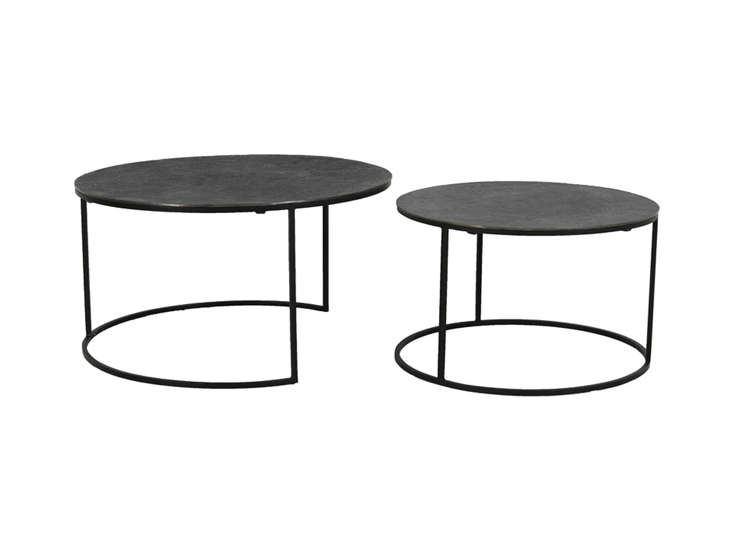 Table basse RENGO - Ø76x41cm - Noir - Lot de 2