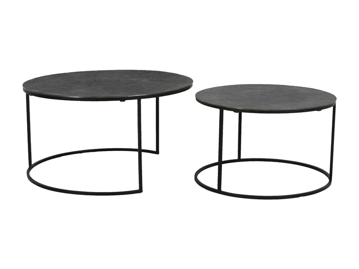 Table basse RENGO - Ø76x41cm - Noir - Lot de 2