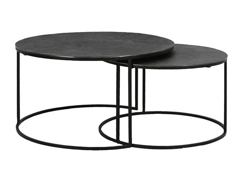 Table basse RENGO - Ø76x41cm - Noir - Lot de 2