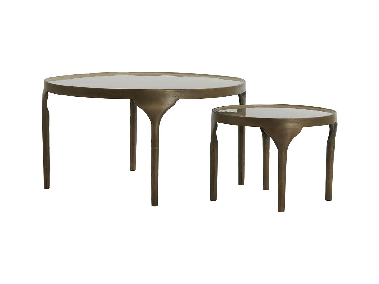 Table d'appoint LAPAZ - Ø85x45cm - Bronze - Lot de 2