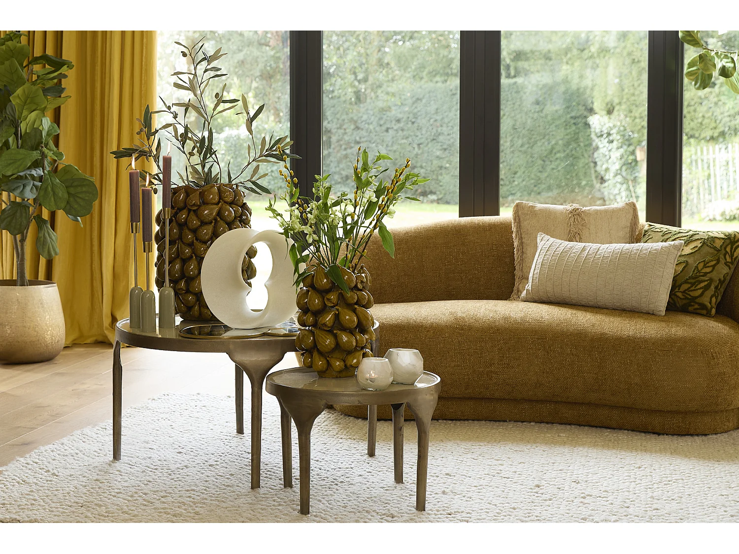 Table d'appoint LAPAZ - Ø85x45cm - Bronze - Lot de 2