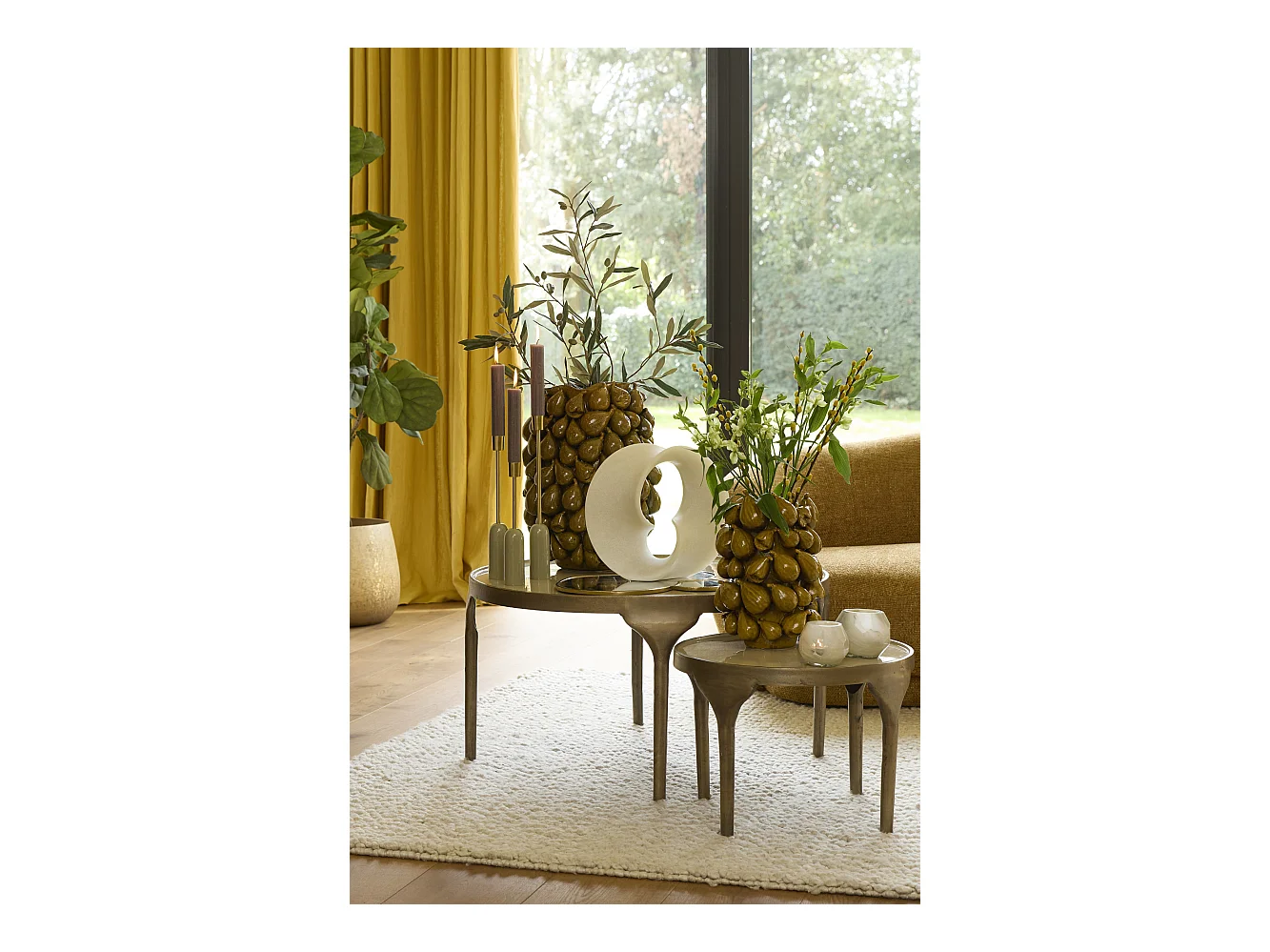 Table d'appoint LAPAZ - Ø85x45cm - Bronze - Lot de 2