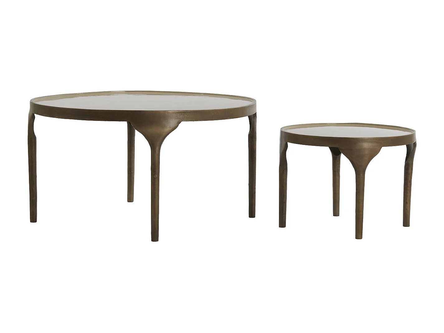 Table d'appoint LAPAZ - Ø85x45cm - Bronze - Lot de 2
