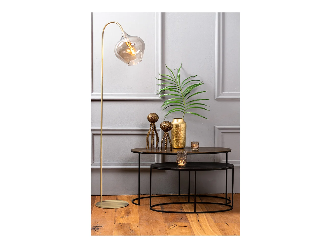 Table d'appoint PAXSON - 89x42x46cm - Bronze - Lot de 2