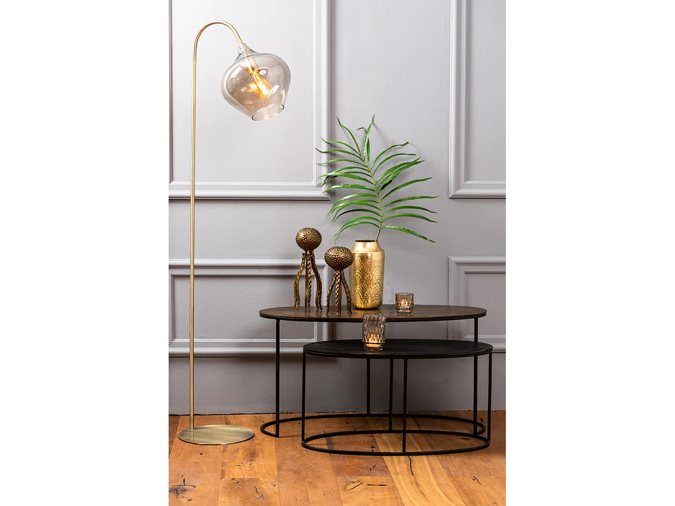 Table d'appoint PAXSON - 89x42x46cm - Bronze - Lot de 2