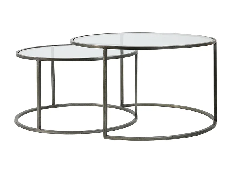 Couchtisch DUARTE - Ø75x44cm - Grau - 2er-Set